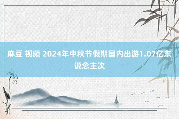 麻豆 视频 2024年中秋节假期国内出游1.07亿东说念主次