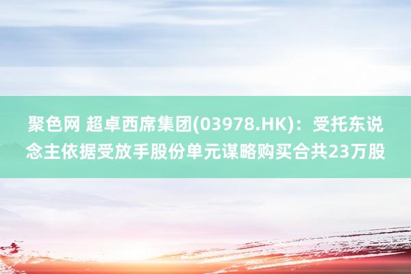 聚色网 超卓西席集团(03978.HK)：受托东说念主依据受放手股份单元谋略购买合共23万股