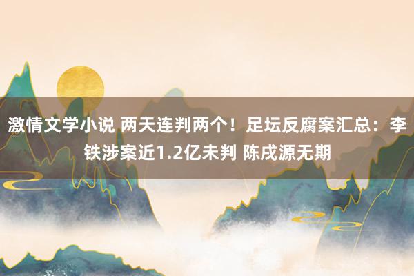 激情文学小说 两天连判两个！足坛反腐案汇总：李铁涉案近1.2亿未判 陈戌源无期