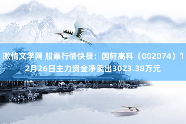 激情文学网 股票行情快报：国轩高科（002074）12月26日主力资金净卖出3023.38万元