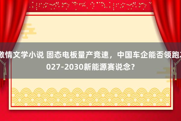 激情文学小说 固态电板量产竞速，中国车企能否领跑2027-2030新能源赛说念？