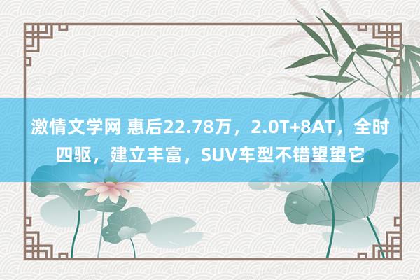 激情文学网 惠后22.78万，2.0T+8AT，全时四驱，建立丰富，SUV车型不错望望它