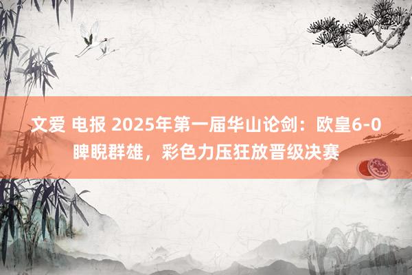 文爱 电报 2025年第一届华山论剑：欧皇6-0睥睨群雄，彩色力压狂放晋级决赛